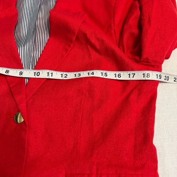 Harve Benard Red Linen Blazer Women's Size 8 Gold Button 2 Button Jacket Lined - Picture 6 of 11